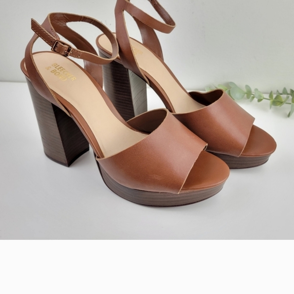 Ankle-Strap Platform Heels in Brown